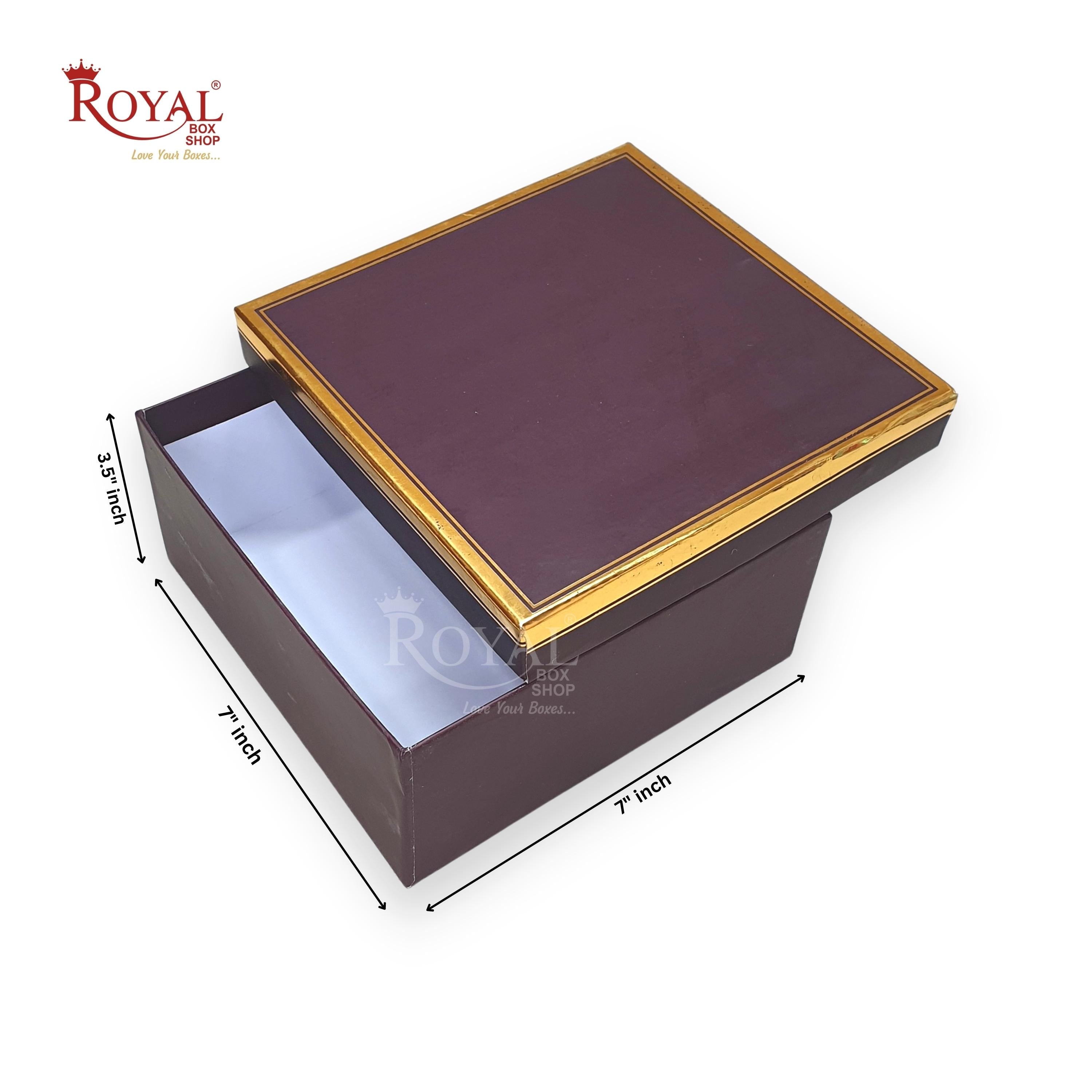 Hamper Gift Boxes I 7x7x3.5 Inches I Wine Color with Gold Foiling I Fo ...