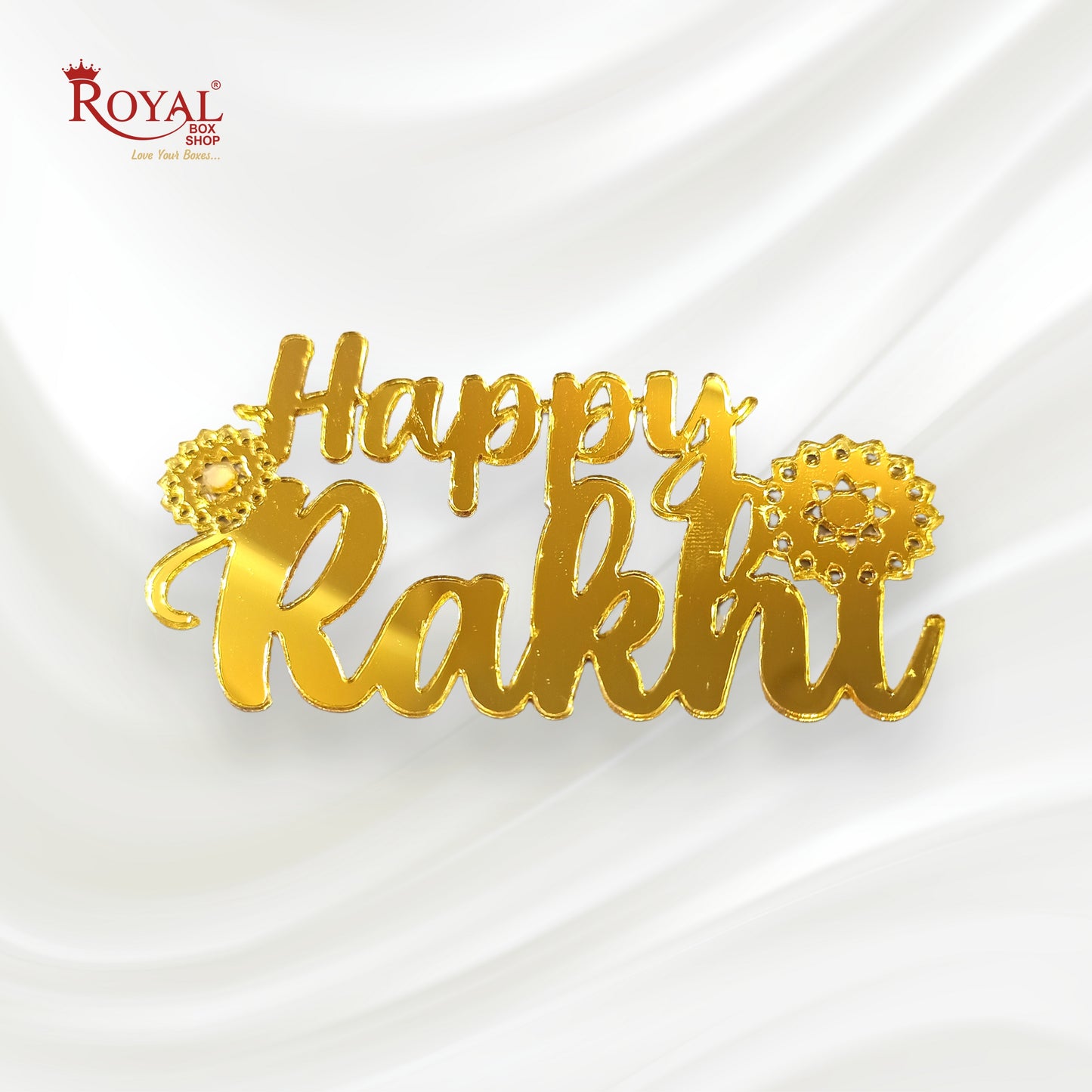 Happy Rakhi I Gift Tags I Acrylic Golden I Pack of 10 Gift Tags I Free Shipping Royal Box Shop