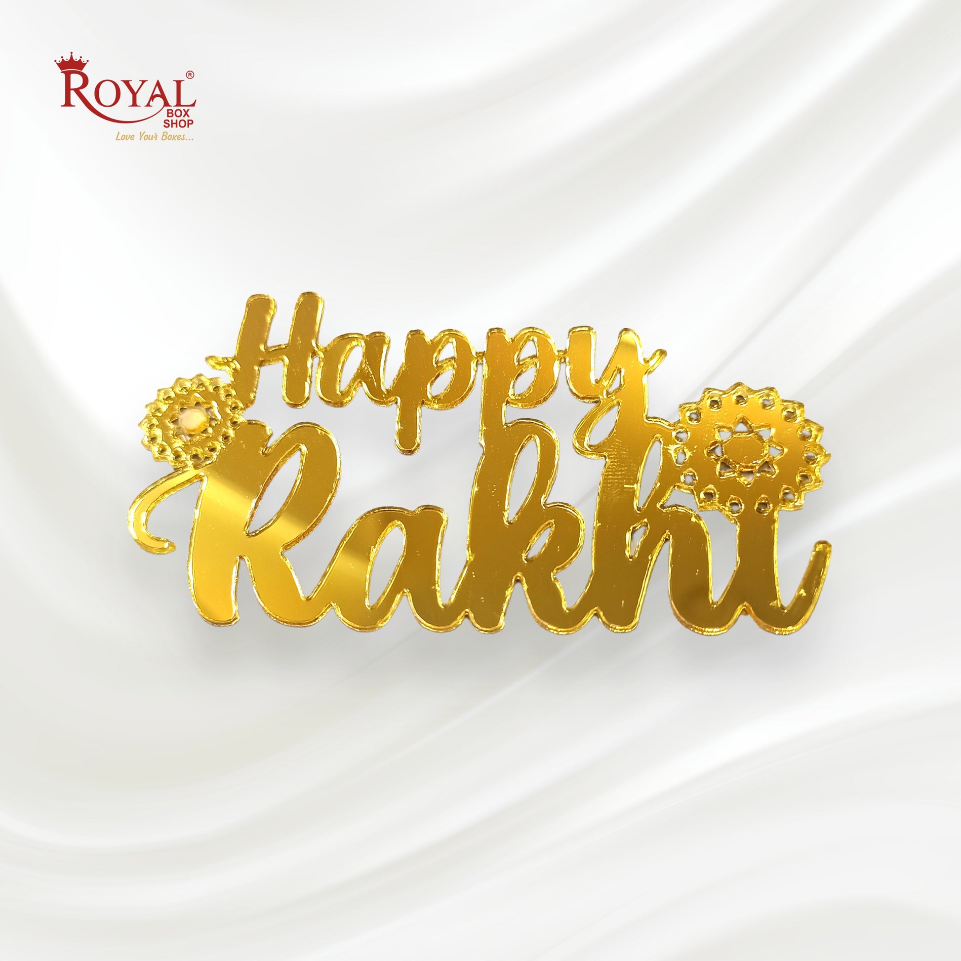 Happy Rakhi I Gift Tags I Acrylic Golden I Pack of 10 Gift Tags I Free Shipping Royal Box Shop