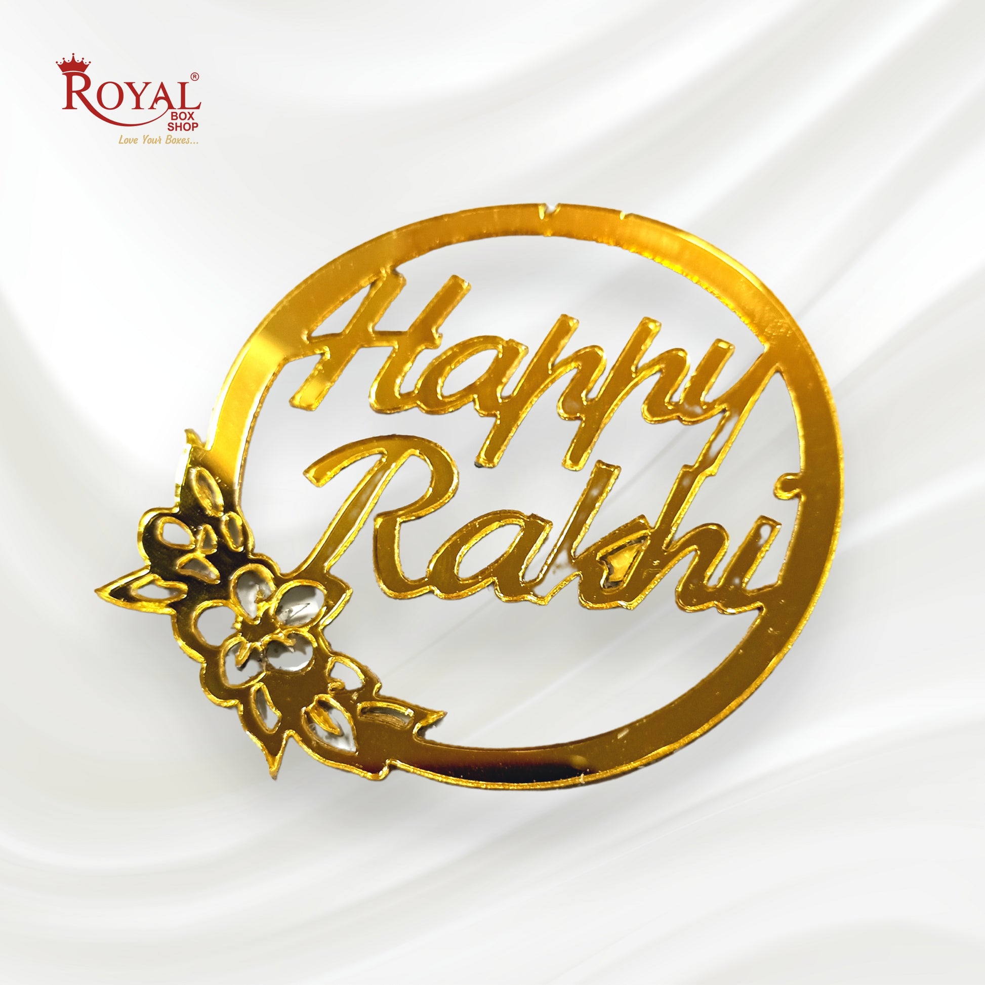 Happy Rakhi I Gift Tags I Round Acrylic Golden I Pack of 10 Gift Tags I Free Shipping Royal Box Shop