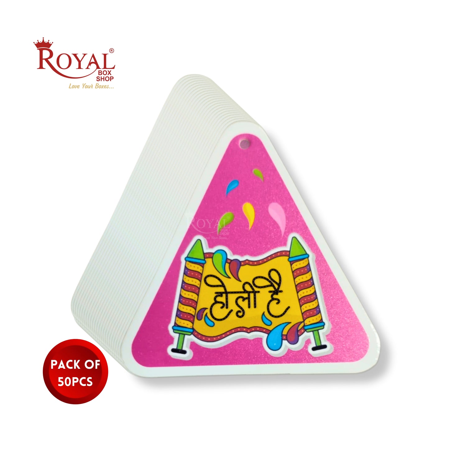 Holi Gift Tags| Pack of 50pcs | Design-4 | 3.25x3.25 Inches