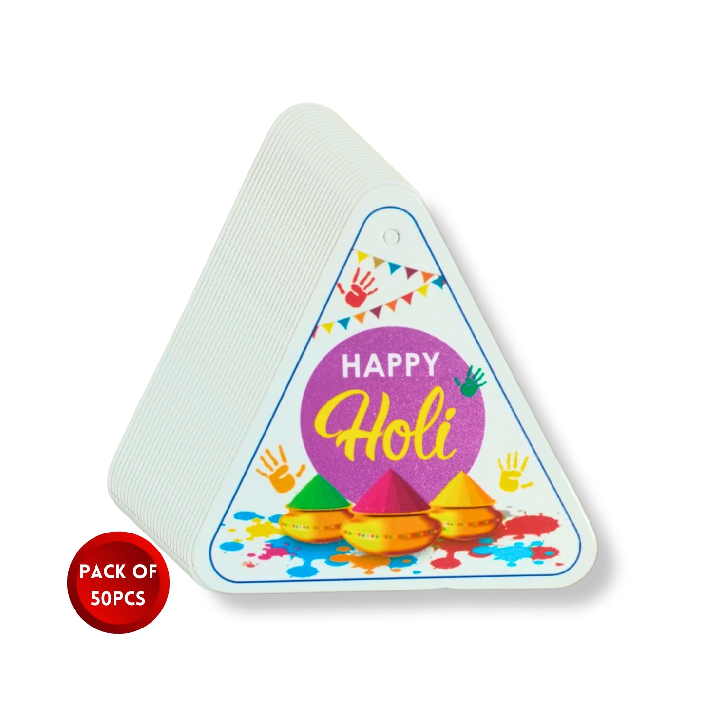Holi Gift Tags| Pack of 50pcs | Design-1 | 3.25x3.25 Inches