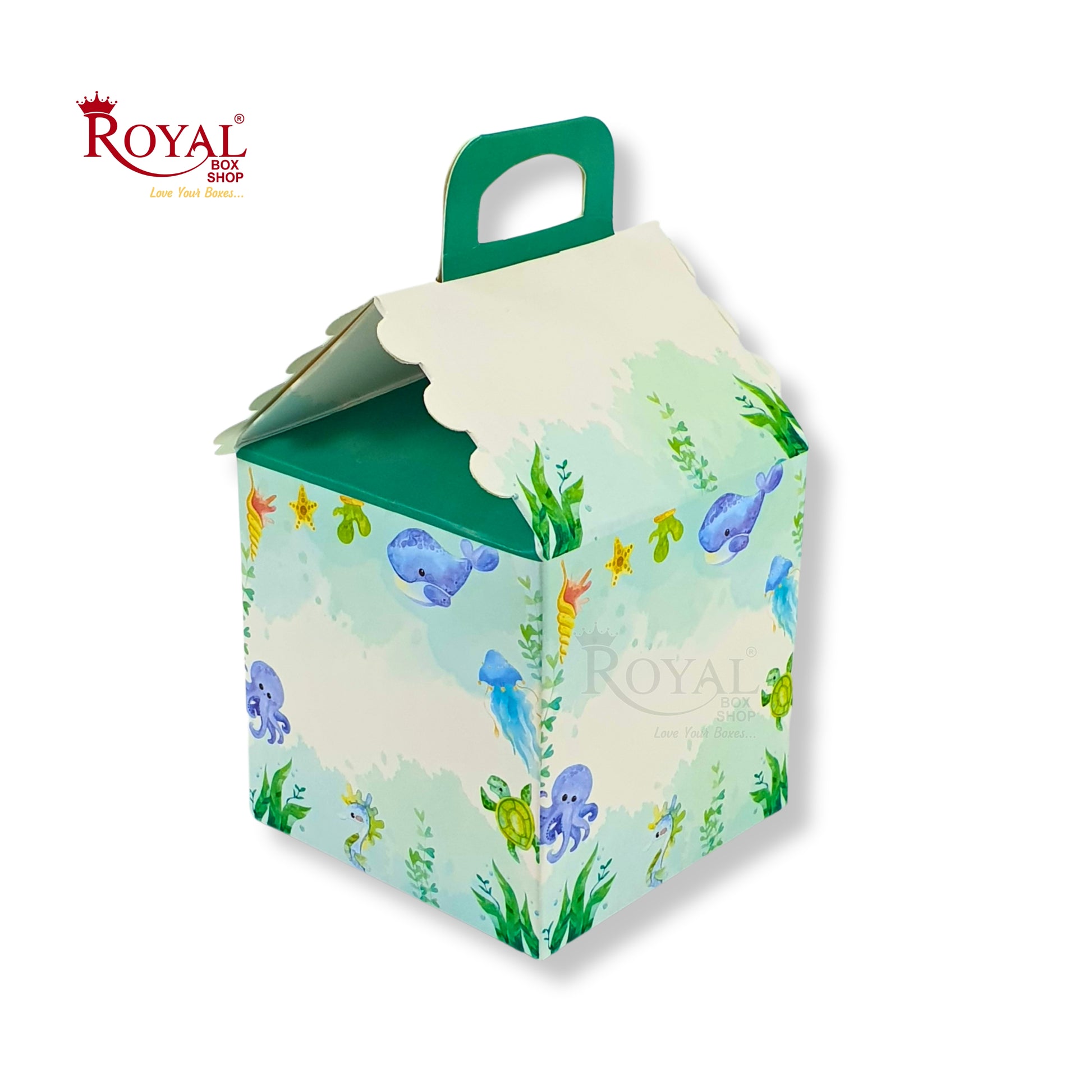 Hut Shape Gift Boxes I 4x4x4 Inch I Aqua Sea Theme I Perfect For Birthday, Return Favor, Baby Announcements Royal Box Shop