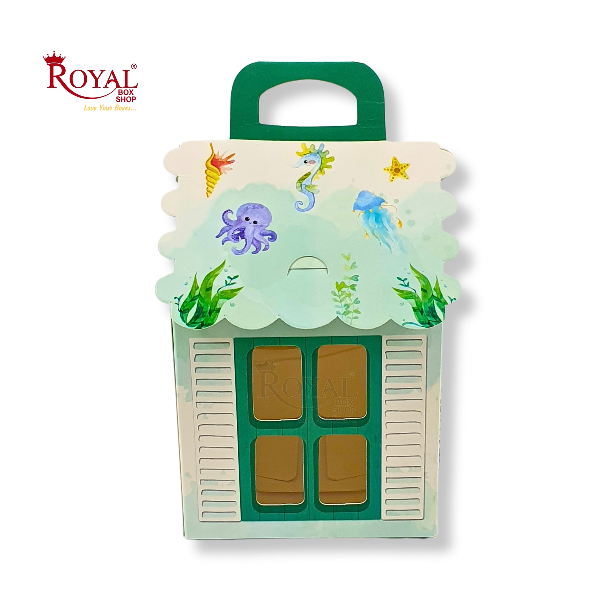 Hut Shape Gift Boxes I 4x4x4 Inch I Aqua Sea Theme I Perfect For Birthday, Return Favor, Baby Announcements Royal Box Shop