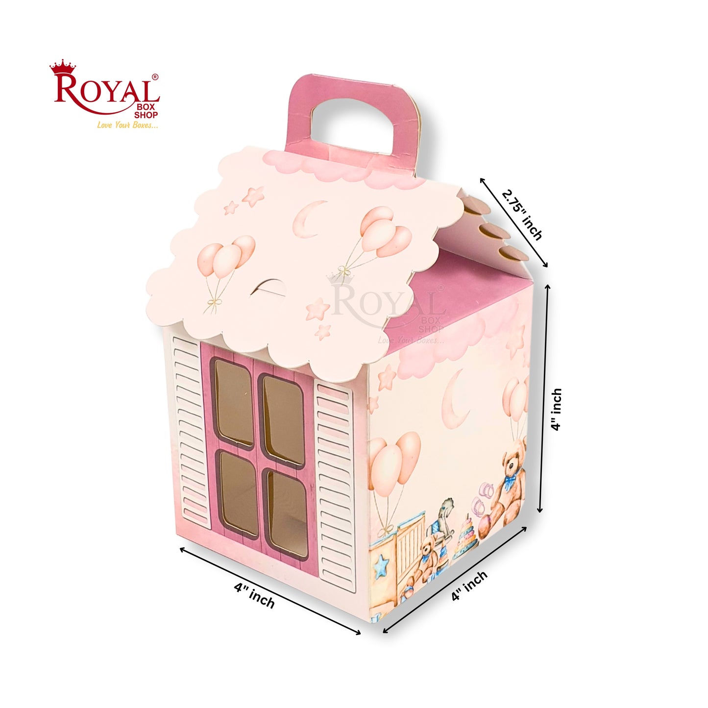 Hut Shape Gift Boxes I 4x4x4 Inch I Baby Pink I Perfect For Birthday, Return Favor, Baby Announcements Royal Box Shop