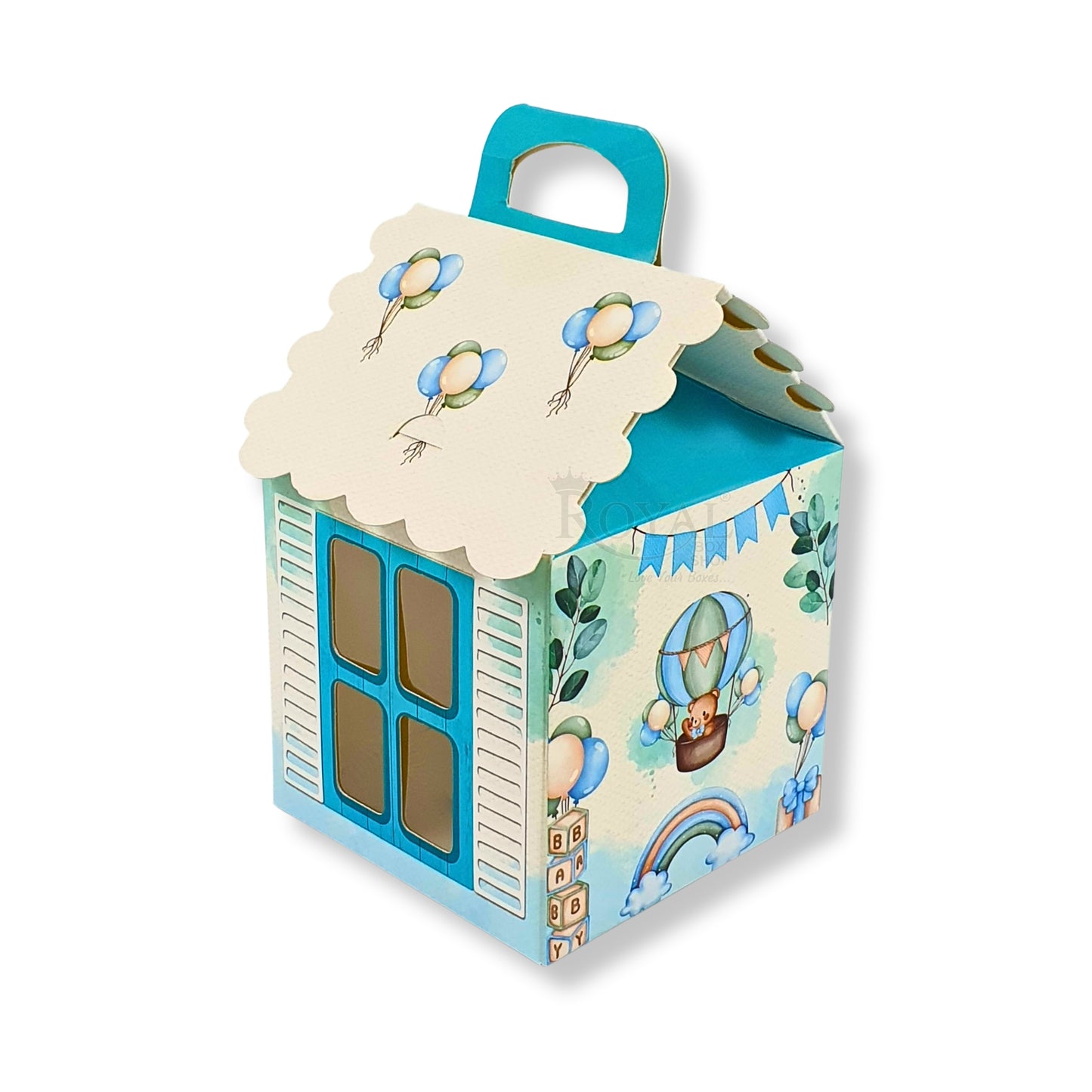 Hut Shape Gift Boxes  I 4x4x4 Inch I Baby Blue I Perfect For Birthday, Return Favor, Baby Announcements