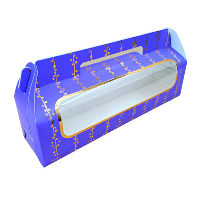 4 Jar Box With Handle - Golden Purple Print - 14"x3.5"x3.5" Inches