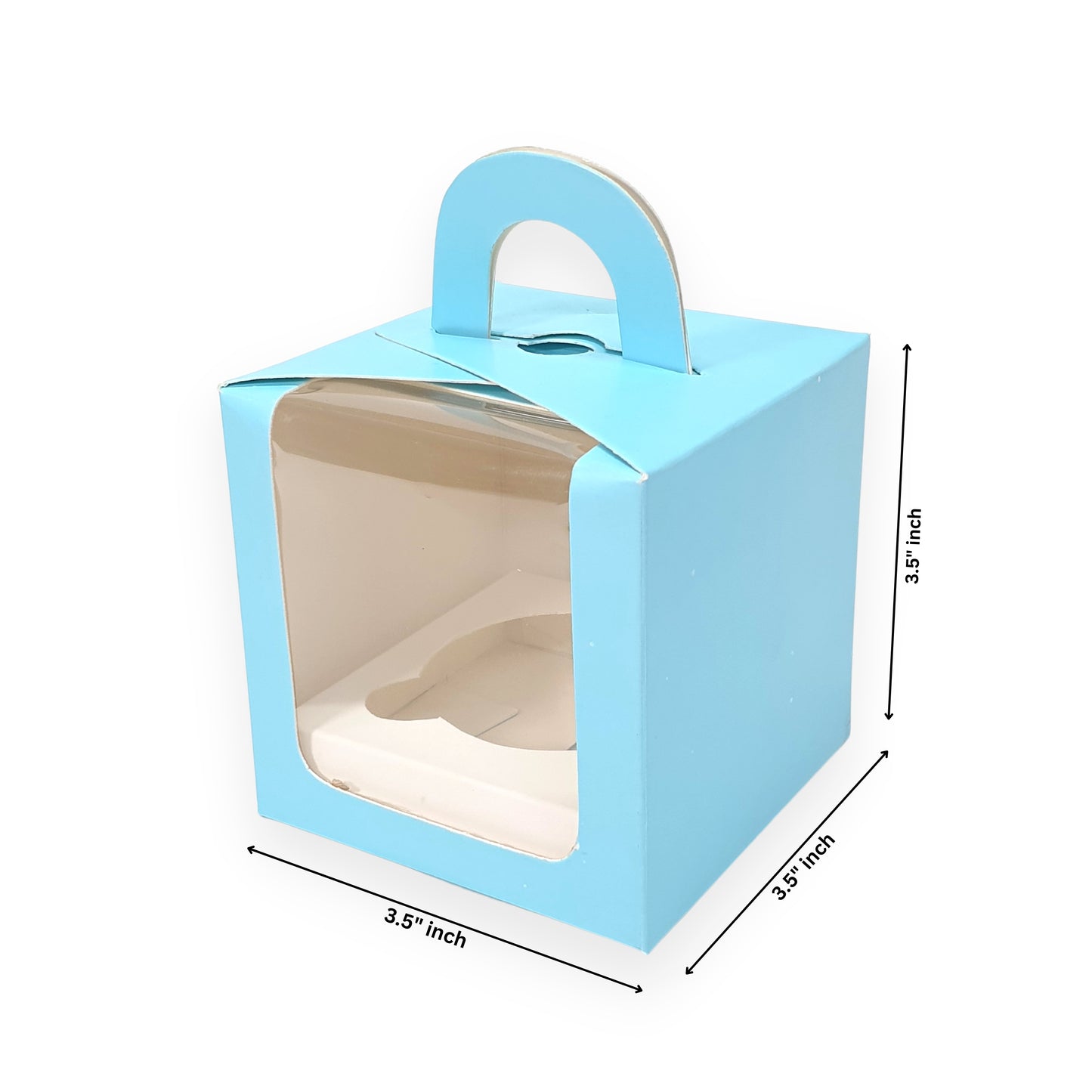 1 Cup Cake Box With Window - Size 3.5"x3.5"x3.5" - Blue