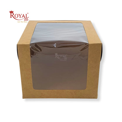 Tall Cake Box L-shape Window - 12"x12"x8"inches - Kraft