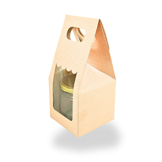 1 Mason Jar Paper Carry Bags I 3.5x3.5x8" inches I Peach I Party Gifts, Macarons Box, Muffin Box, Donut Box
