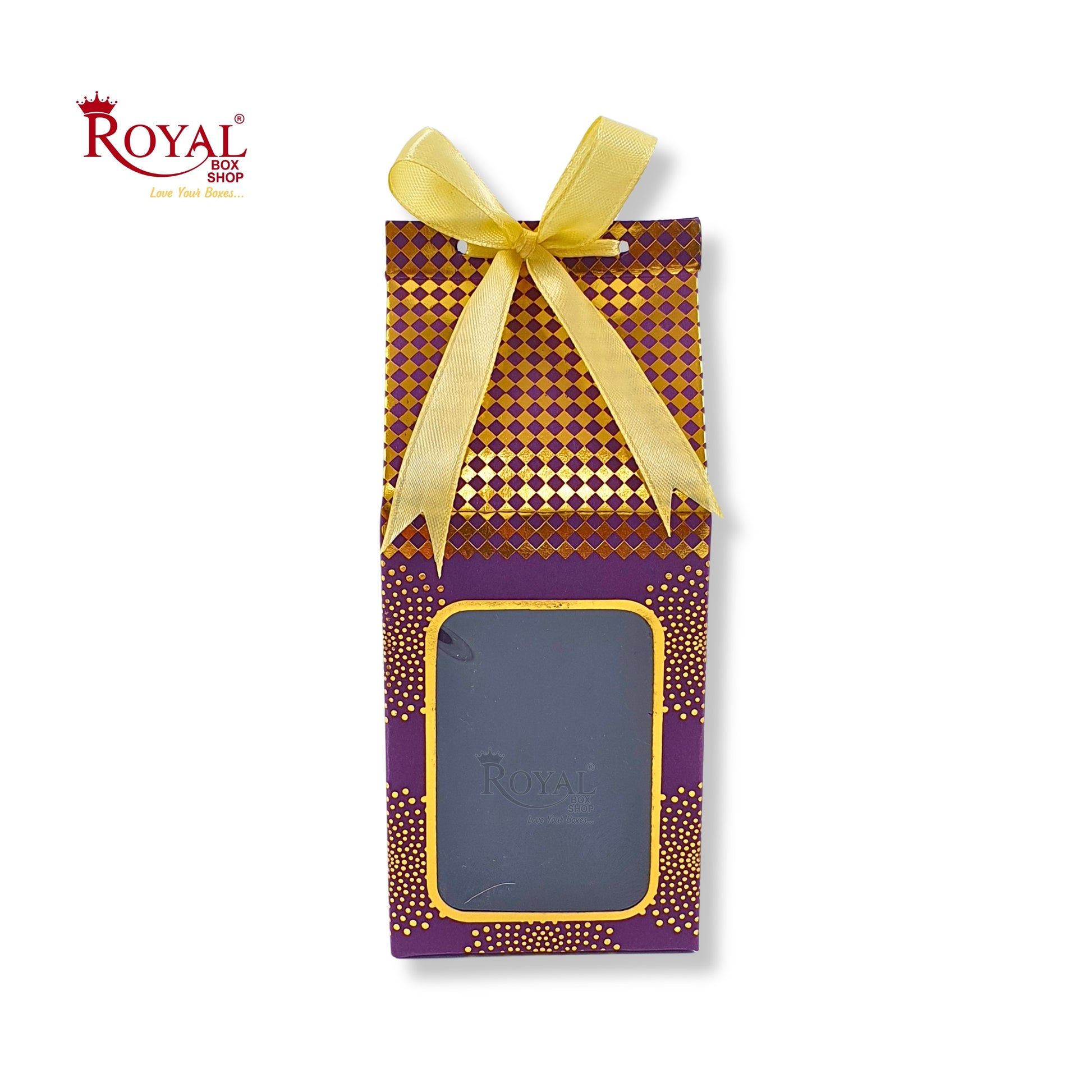 Premium Gift Box with Window I Purple Gold Leafing Print I 4.5x3x3 inches I For Return Favor Gift, Baby Shower Gifts, Room Hampers, Candy Box, Birthday Return Gift Royal Box Shop