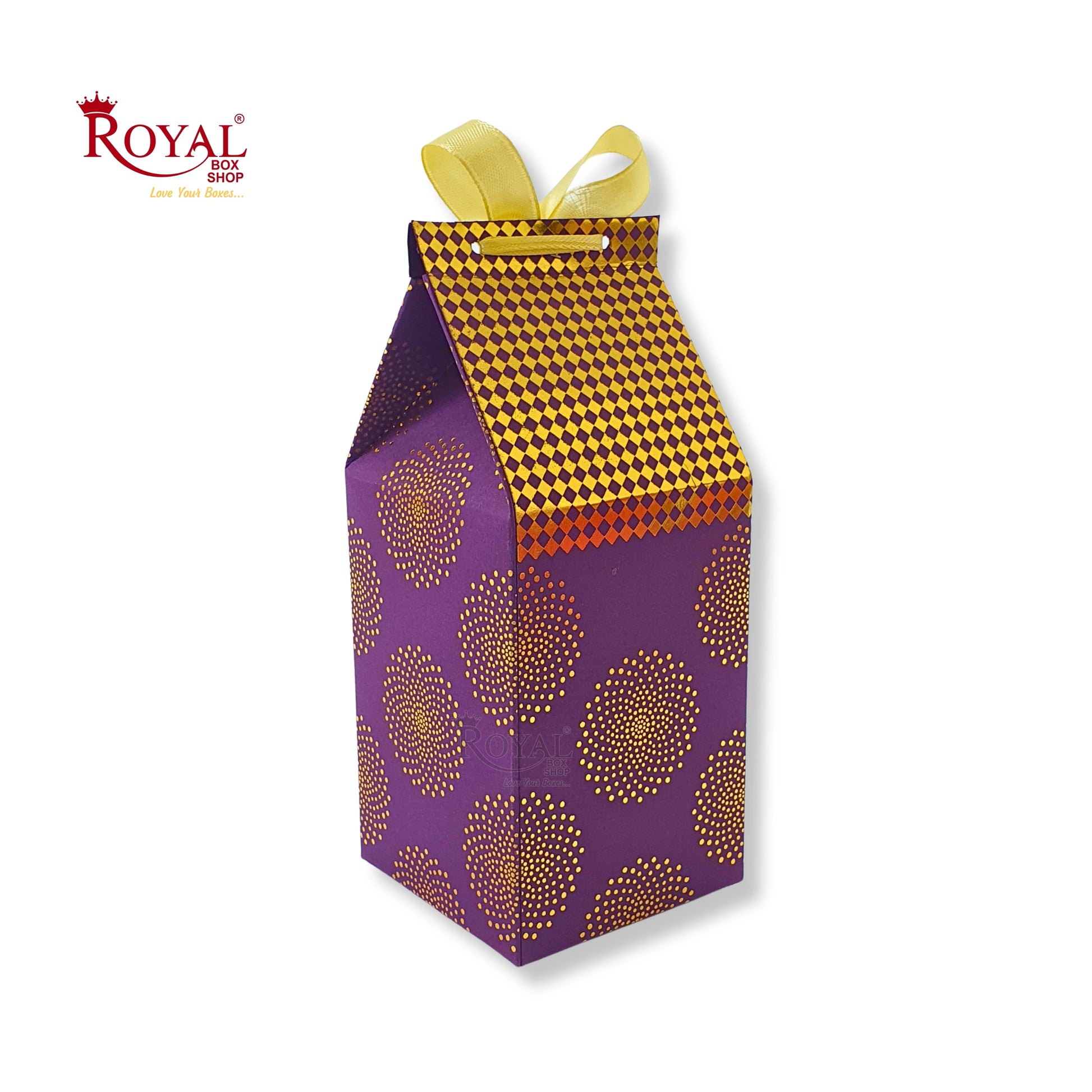 Premium Gift Box with Window I Purple Gold Leafing Print I 4.5x3x3 inches I For Return Favor Gift, Baby Shower Gifts, Room Hampers, Candy Box, Birthday Return Gift Royal Box Shop