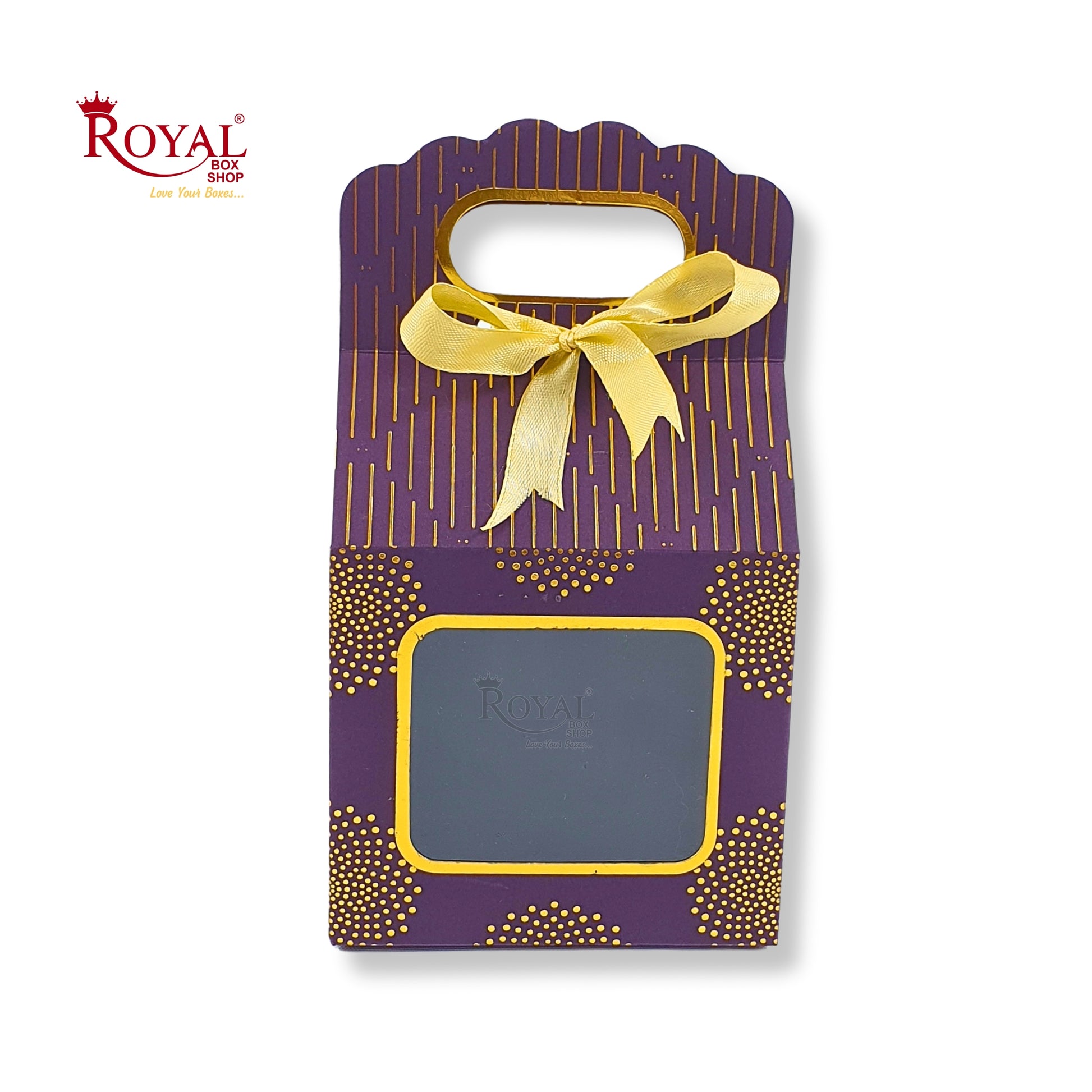 Premium Gift Box with Window I Purple Gold Leafing Print I 4x2.5x3.5 inches I For Return Favor Gift, Baby Shower Gifts, Room Hampers, Candy Box, Birthday Return Gift Royal Box Shop