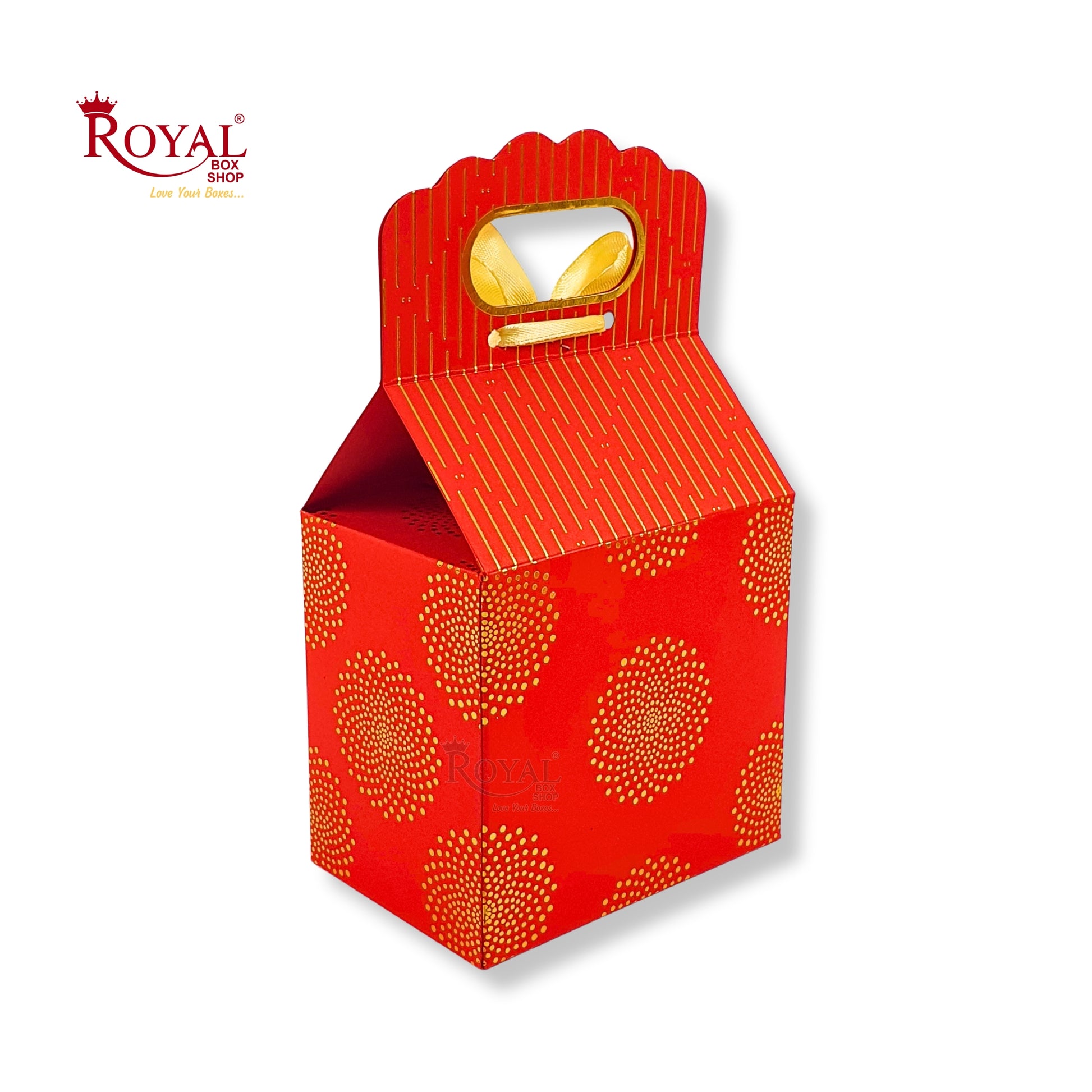 Premium Gift Box with Window I Red Gold Leaf Print I 4x2.5x3.5 inches I For Return Favor Gift, Baby Shower Gifts, Room Hampers, Candy Box, Birthday Return Gift Royal Box Shop