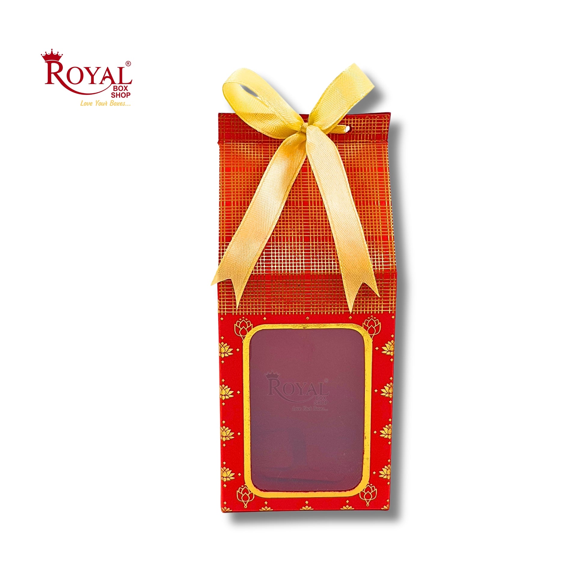Premium Gift Box with Window I Red Gold Leafing Print I 4.5x3x3 inches I For Return Favor Gift, Baby Shower Gifts, Room Hampers, Candy Box, Birthday Return Gift Royal Box Shop