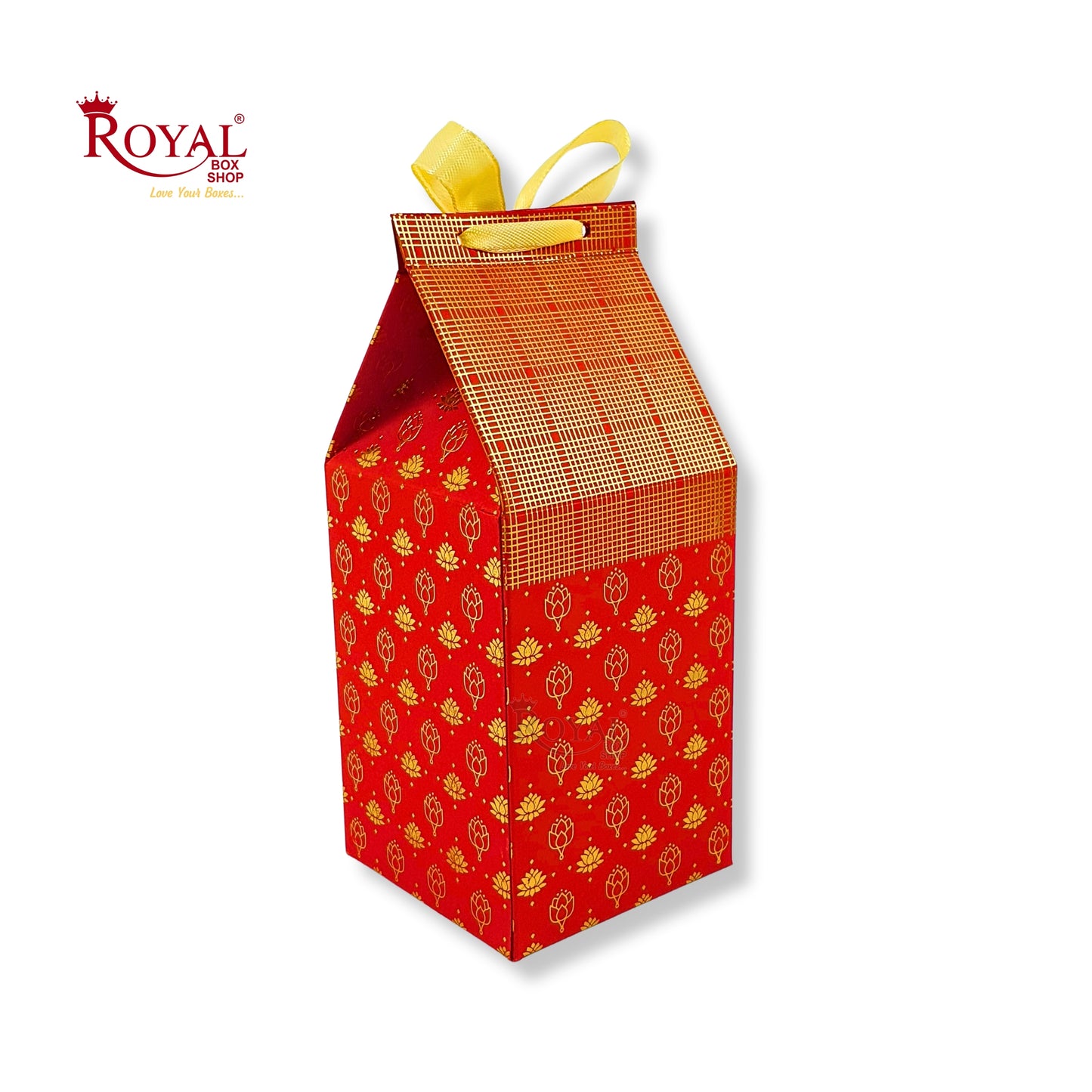 Premium Gift Box with Window I Red Gold Leafing Print I 4.5x3x3 inches I For Return Favor Gift, Baby Shower Gifts, Room Hampers, Candy Box, Birthday Return Gift Royal Box Shop