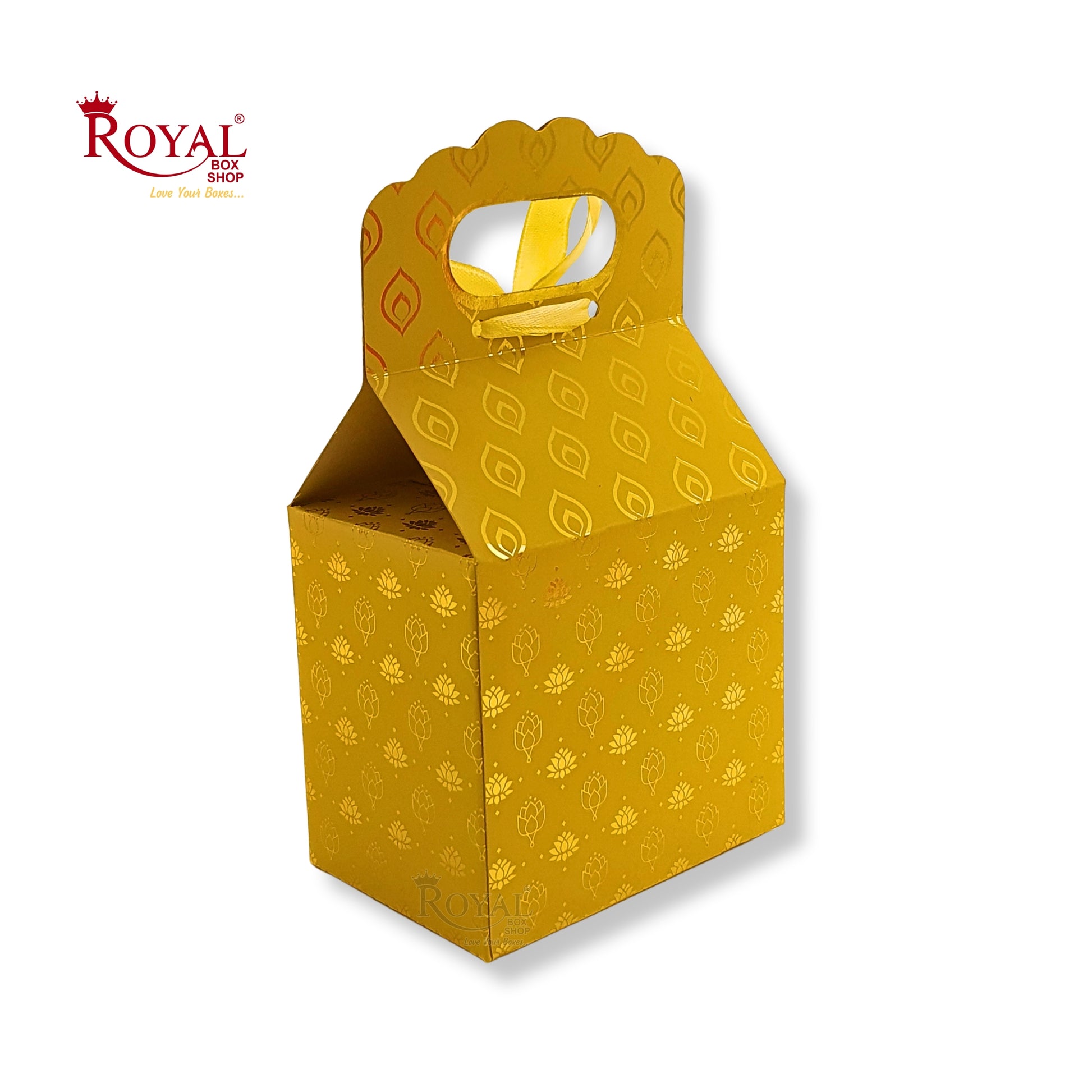 Premium Gift Box with Window I Yellow Flower Leaf Print I 4x2.5x3.5 inches I For Return Favor Gift, Baby Shower Gifts, Room Hampers, Candy Box, Birthday Return Gift Royal Box Shop