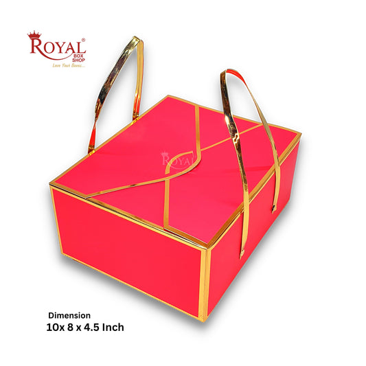 Premium Gift Hamper Bags I Gold Foiling I 10 x 8 x 4.5 Inch I Red Color I For Rakhi, Diwali, Wedding, Corporate, Birthday Return Gifting Hamper Bags Royal Box Shop