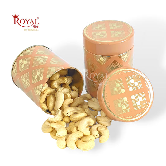 Premium Tin Jars I 4"x3" Inches I Cream Color I Golden Foiling I Cannister for Christmas Gifting, Return Gifts, Hamper Box, Storage Royal Box Shop