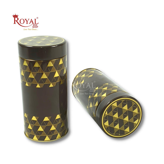 Premium Tin Jars I 6"x3" Inches I Grey Color I Golden Foiling I Cannister for Return Gifts, Hamper Box, Storage Royal Box Shop