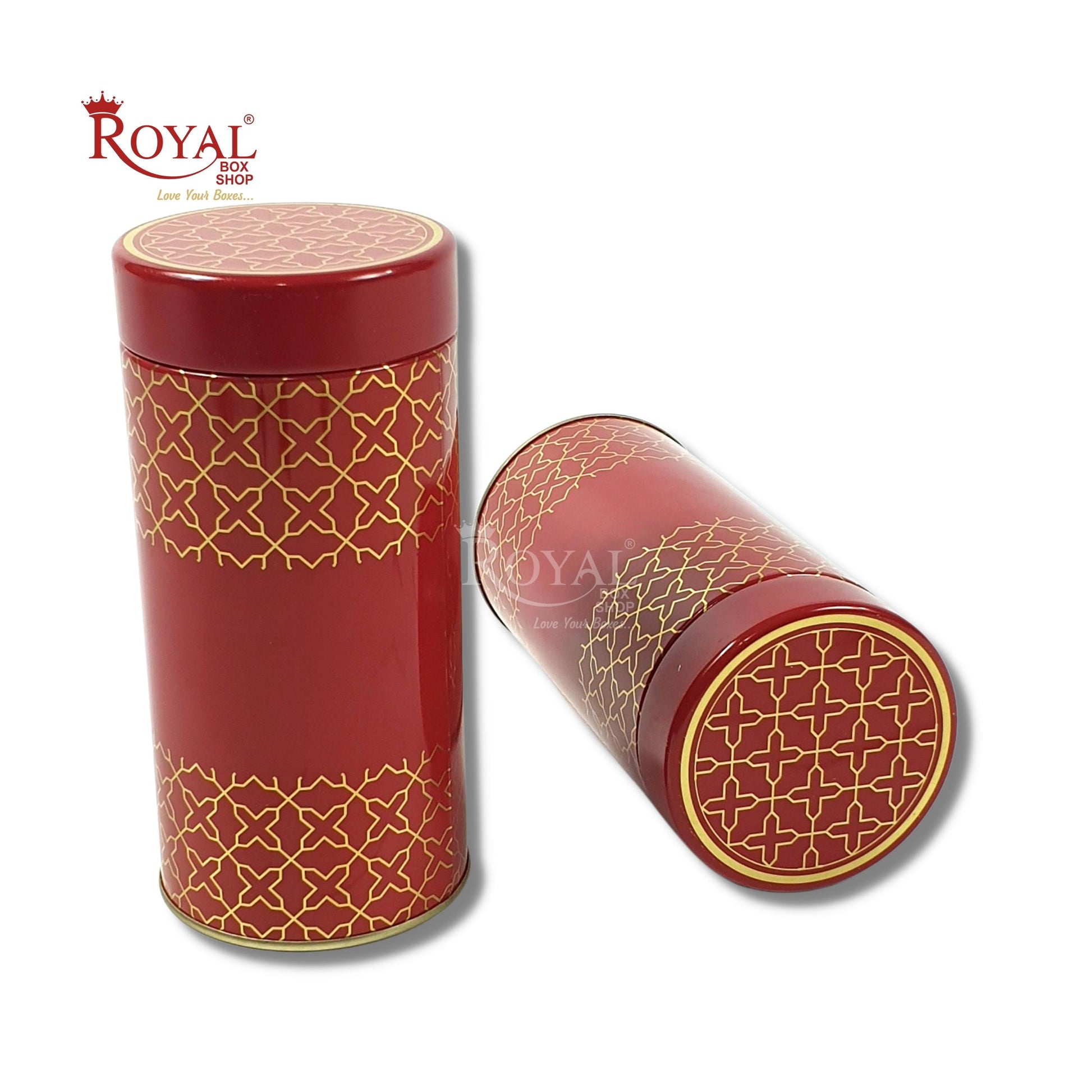 Premium Tin Jars I 6"x3" Inches I Red Color I Golden Foiling I Cannister for Return Gifts, Hamper Box, Storage Royal Box Shop