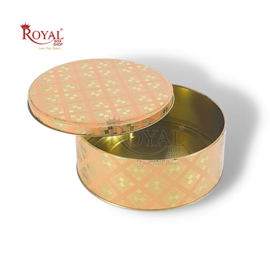 Premium Tin Jars I 7"x2.5" Inches I Cream Color I Golden Foiling I Cannister for Christmas GIft, Return Gifts, Hamper Box, Storage Royal Box Shop