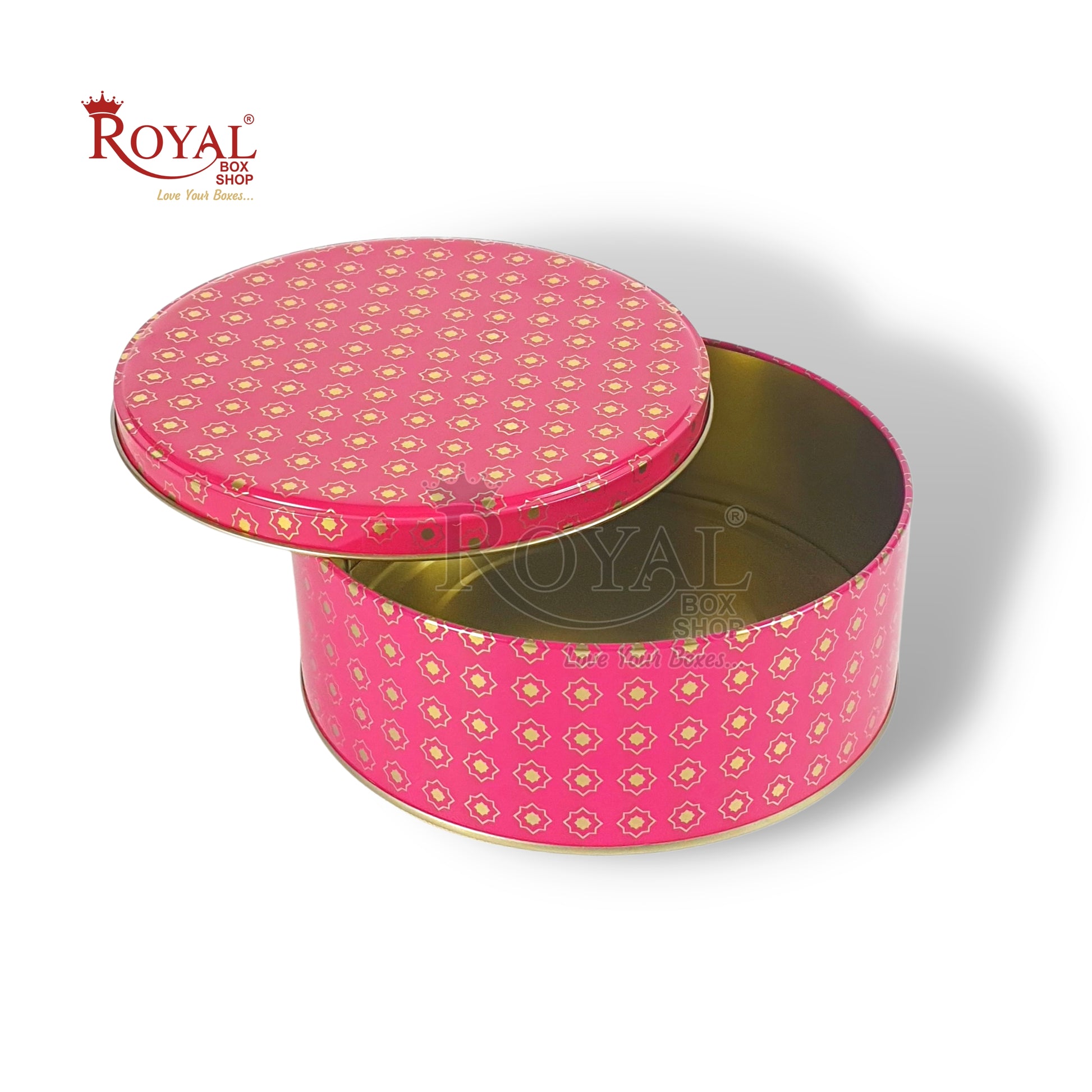 Premium Tin Jars I 7"x2.5" Inches I Magenta Color I Golden Foiling I Cannister for Christmas GIft, Return Gifts, Hamper Box, Storage Royal Box Shop