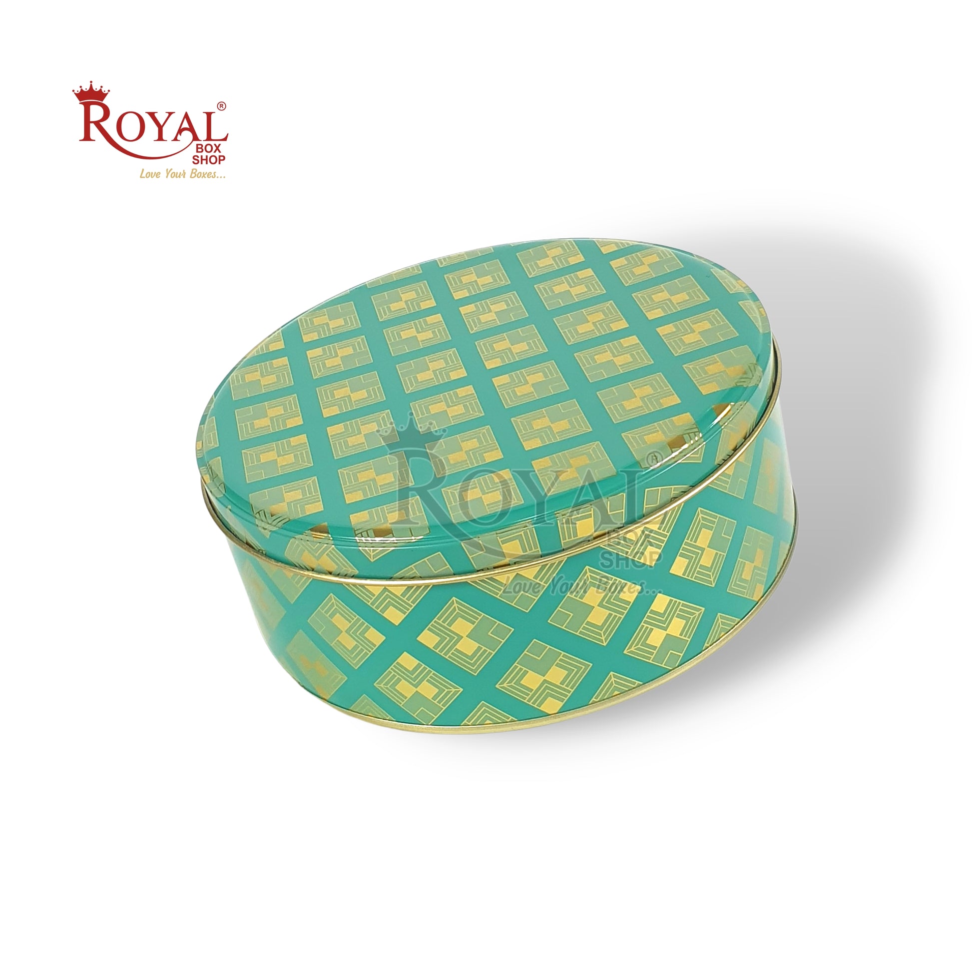 Premium Tin Jars I 7"x2.5" Inches I Turquoise Color I Golden Foiling I Cannister for Christmas GIft, Return Gifts, Hamper Box, Storage Royal Box Shop
