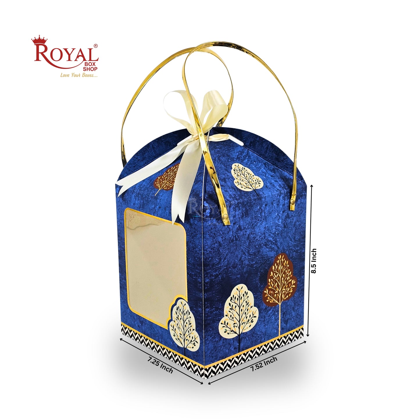 Premium Festive Gift Hamper Box I Hut Shape I RBF-01 D5 | 8.5x7.25x7.25 Inch | Royal Blue