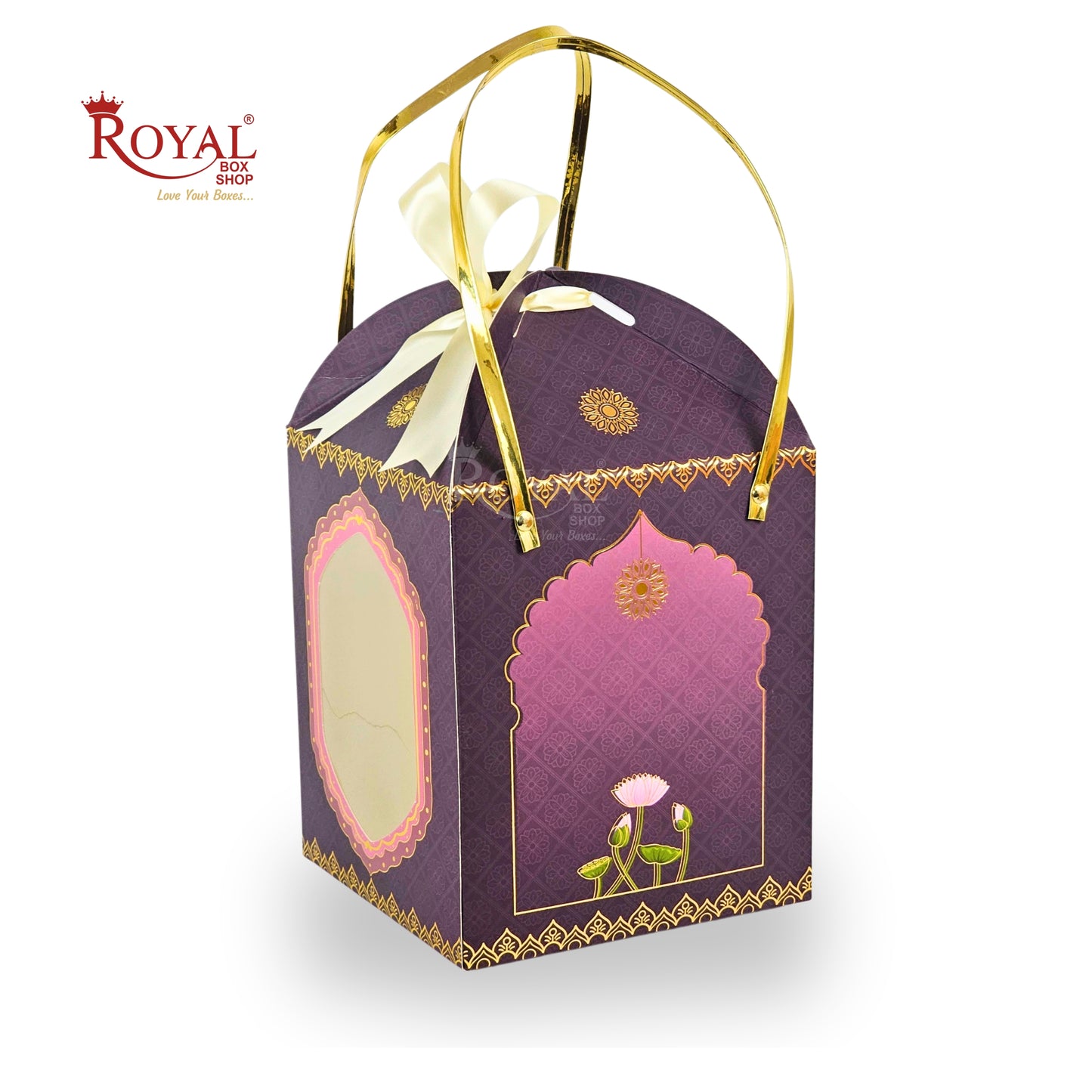 Premium Festive Gift Hamper Box I Hut Shape I RBF-01 D6 | 8.5x7.25x7.25 Inch | Rich Purple