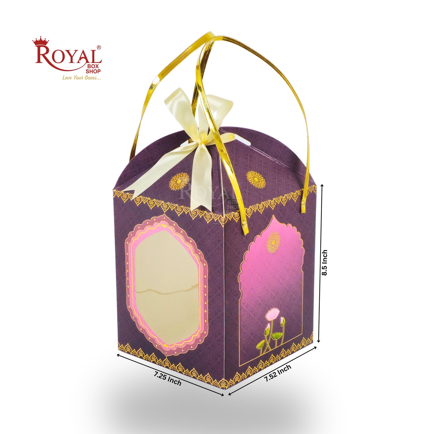 Premium Festive Gift Hamper Box I Hut Shape I RBF-01 D6 | 8.5x7.25x7.25 Inch | Rich Purple