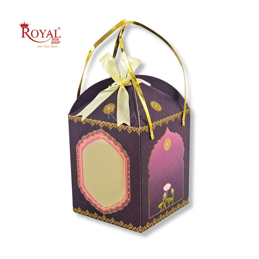 Premium Festive Gift Hamper Box I Hut Shape I RBF-01 D6 | 8.5x7.25x7.25 Inch | Rich Purple