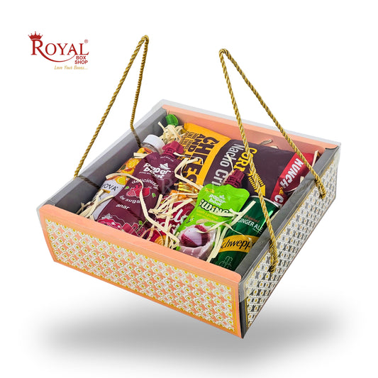 Premium Gift Hamper Bags with Transparent Lid | 10x10x3.5 inches | RBF-23 D2 | Grey | Wedding Party Gifts, Return favor Gifting