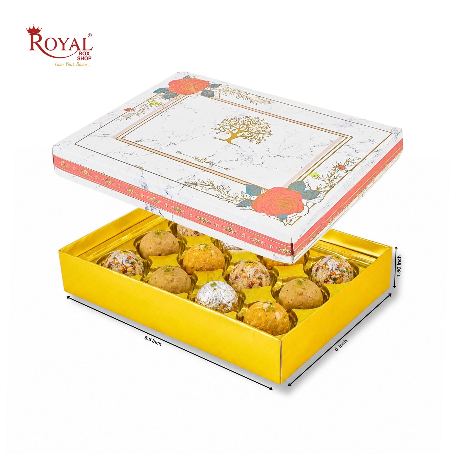 Royalboxshop® Premium Dry Fruit, Sweets & Laddoo Box Packaging I RBF 2608 D2