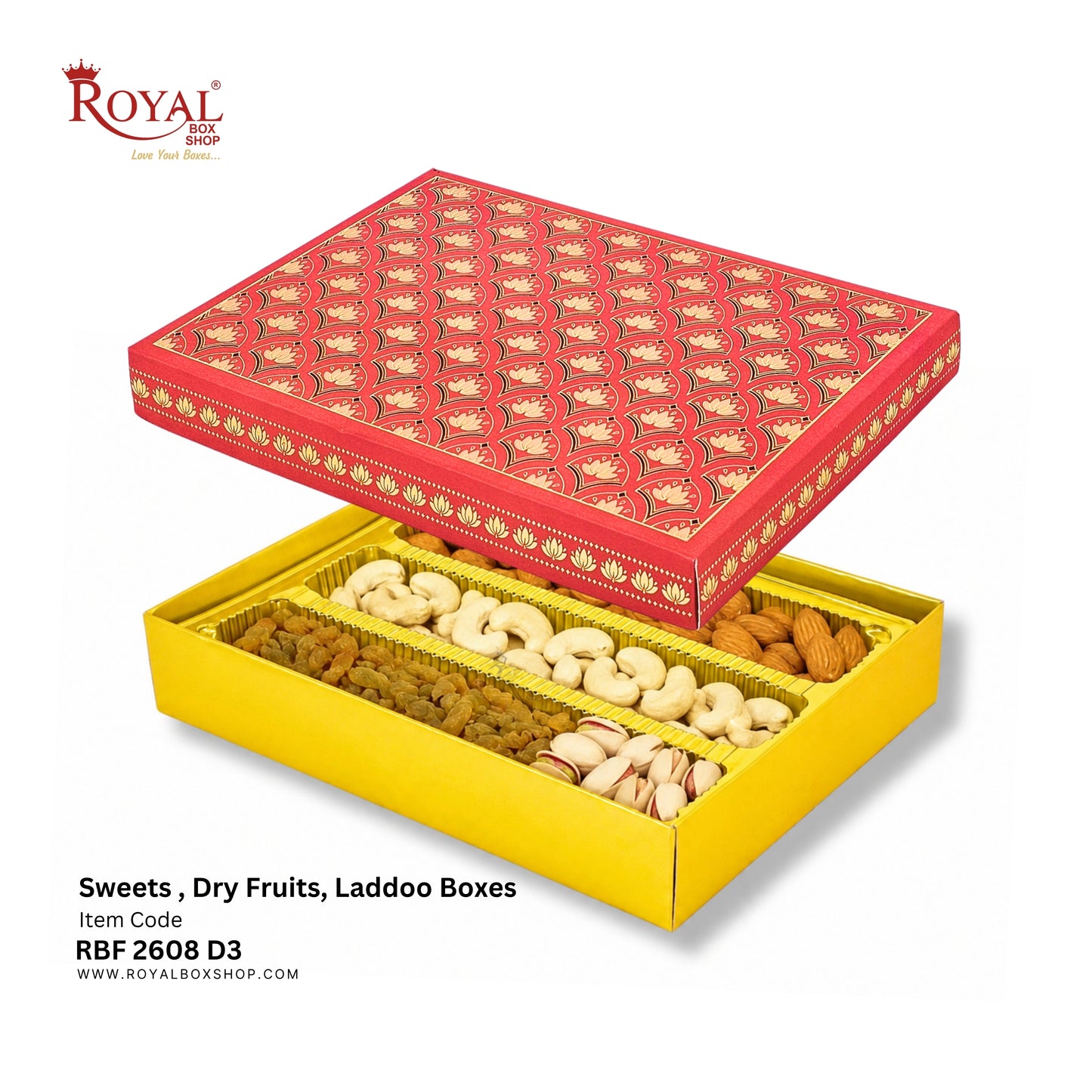 Royalboxshop® Premium Dry Fruit, Sweets & Laddoo Box Packaging I RBF 2608 D3