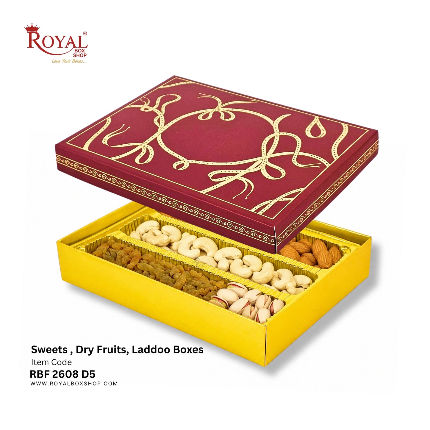 Royalboxshop® Premium Dry Fruit, Sweets & Laddoo Box Packaging I RBF 2608 D5