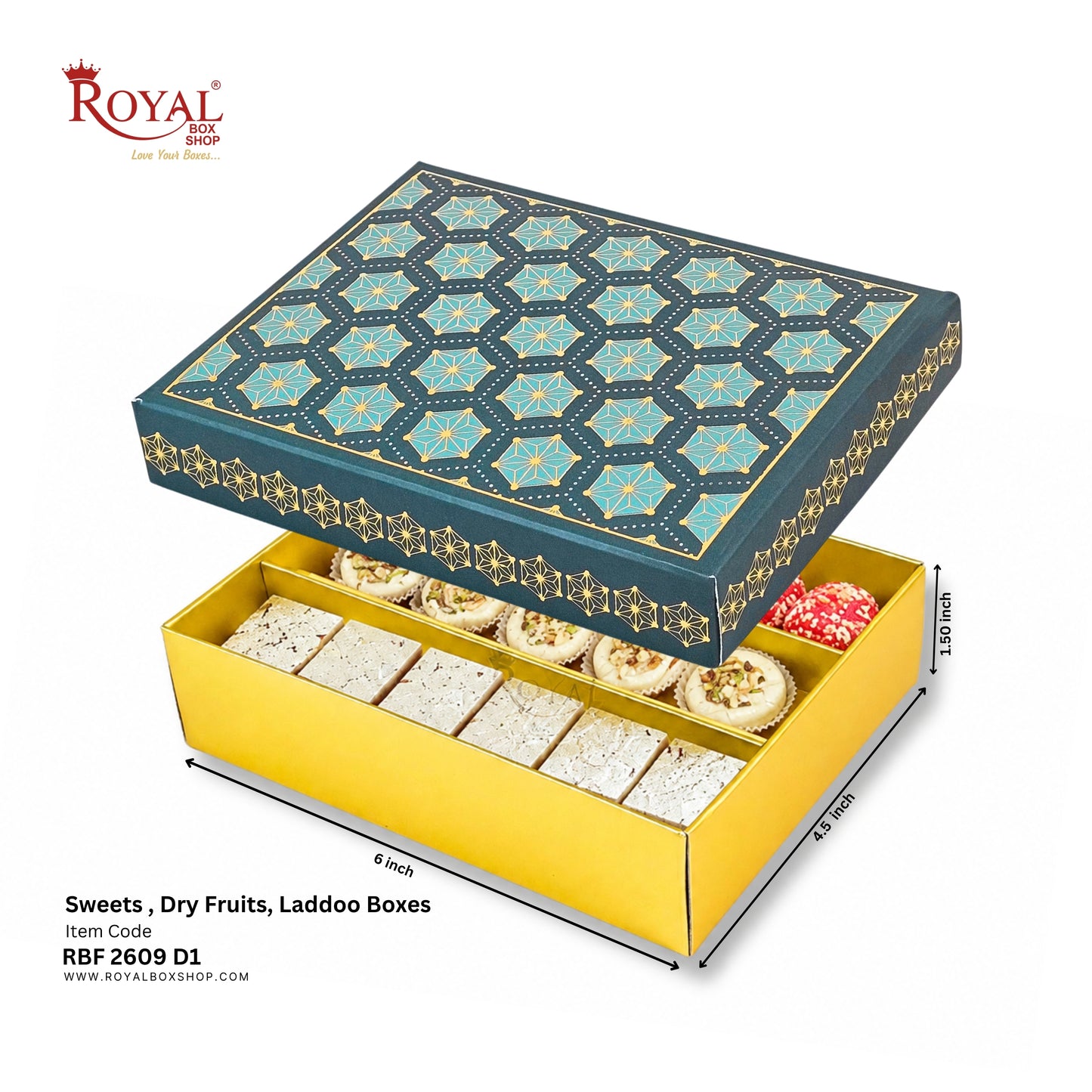 Royalboxshop® Premium Dry Fruit, Sweets & Laddoo Box Packaging I RBF 2609 D1