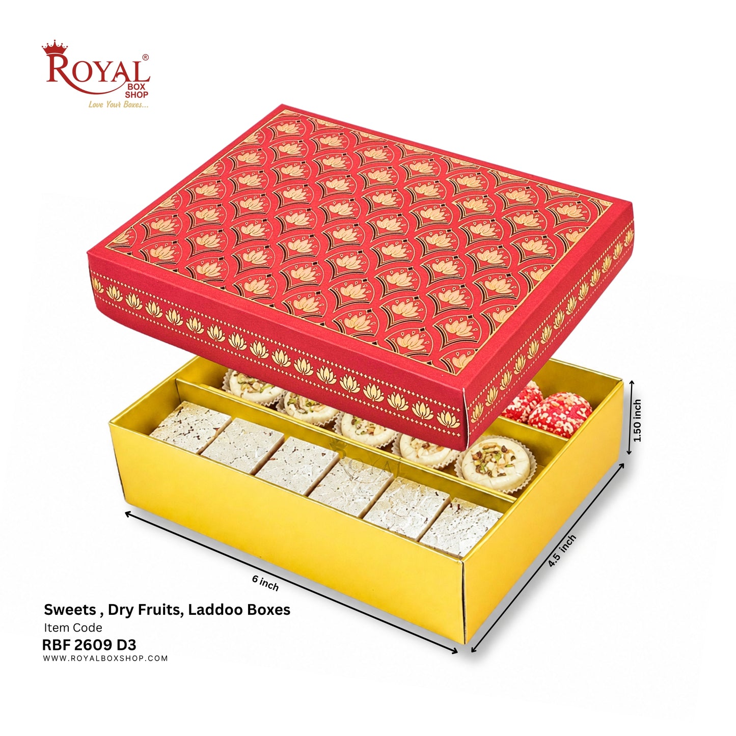 Royalboxshop® Premium Dry Fruit, Sweets & Laddoo Box Packaging I RBF 2609 D3