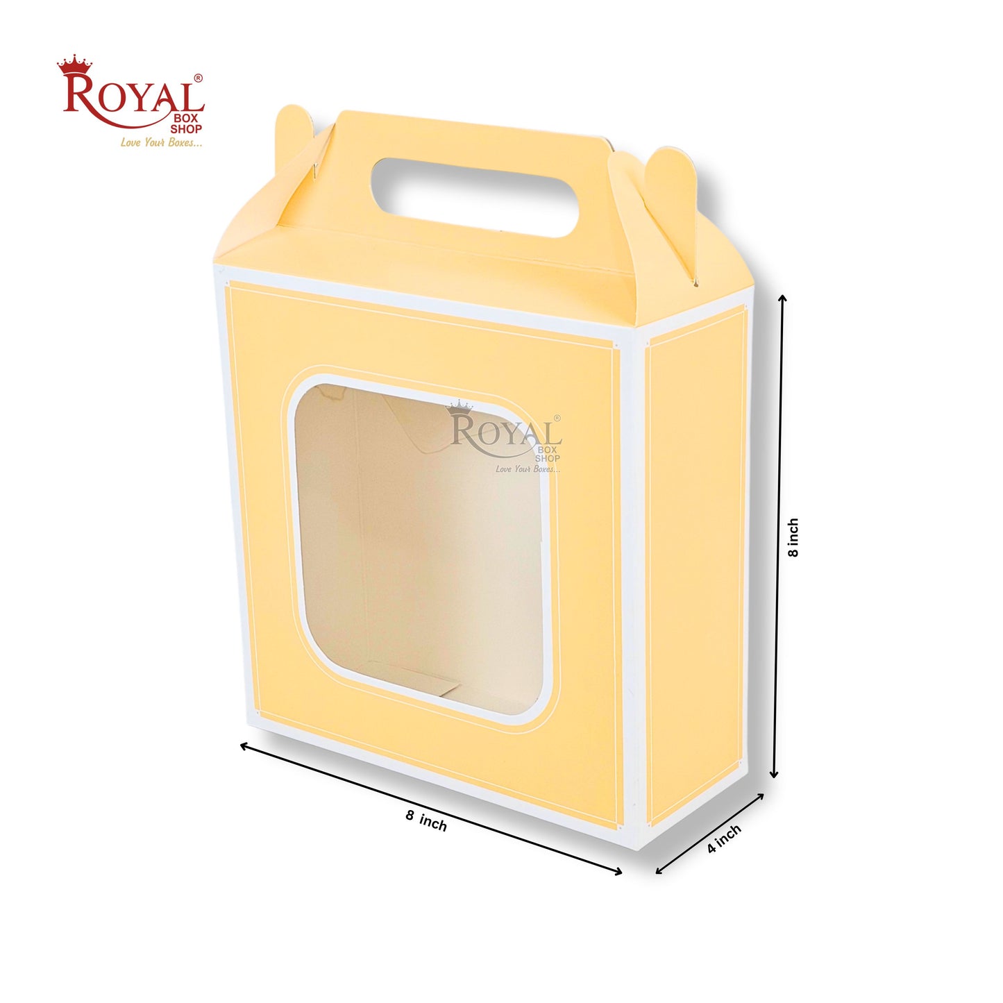 Royal Box Shop® Window Gift Hamper Box I 8x8x4 Inch I Corn Yellow | RBF 2613