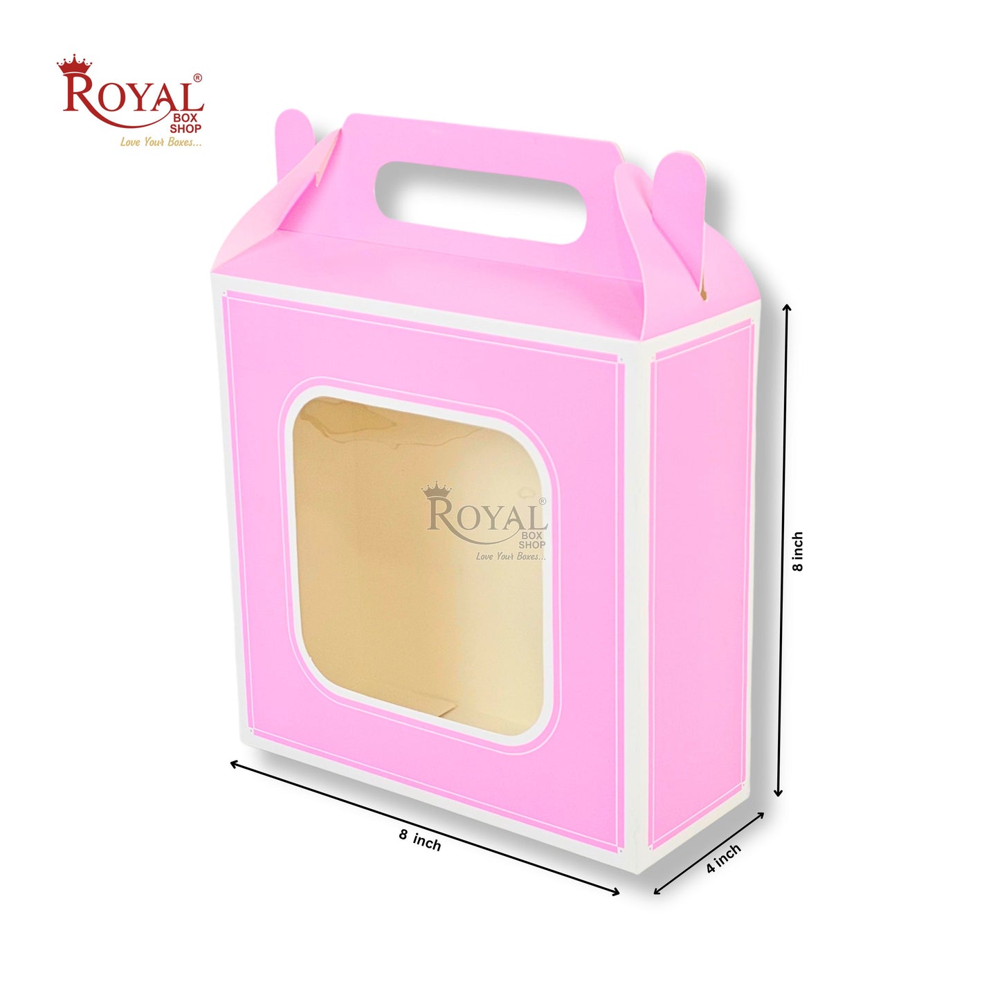 Royal Box Shop® Window Gift Hamper Box I 8x8x4 Inch I Pastel Pink | RBF 2613
