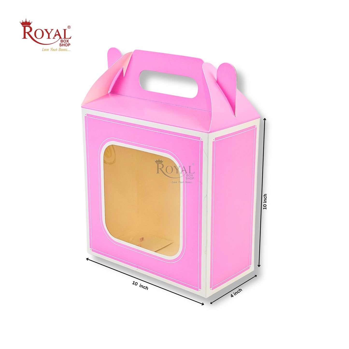 Royal Box Shop® Window Gift Hamper Box I 10x10x4 Inch I Pink | RBF 2614