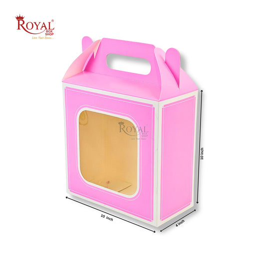 Royal Box Shop® Window Gift Hamper Box I 10x10x4 Inch I Pink | RBF 2614