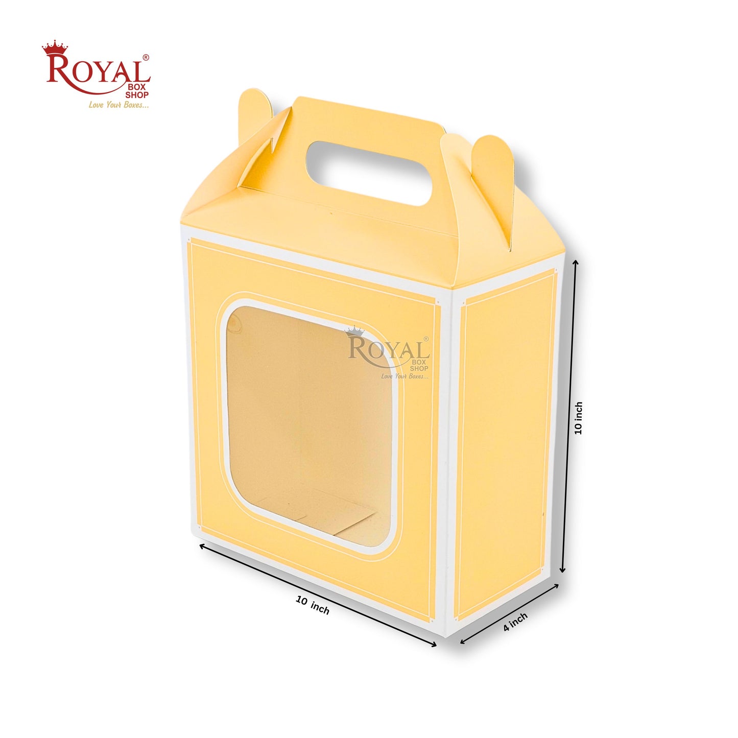 Royal Box Shop® Window Gift Hamper Box I 10x10x4 Inch I Corn Yellow | RBF 2614