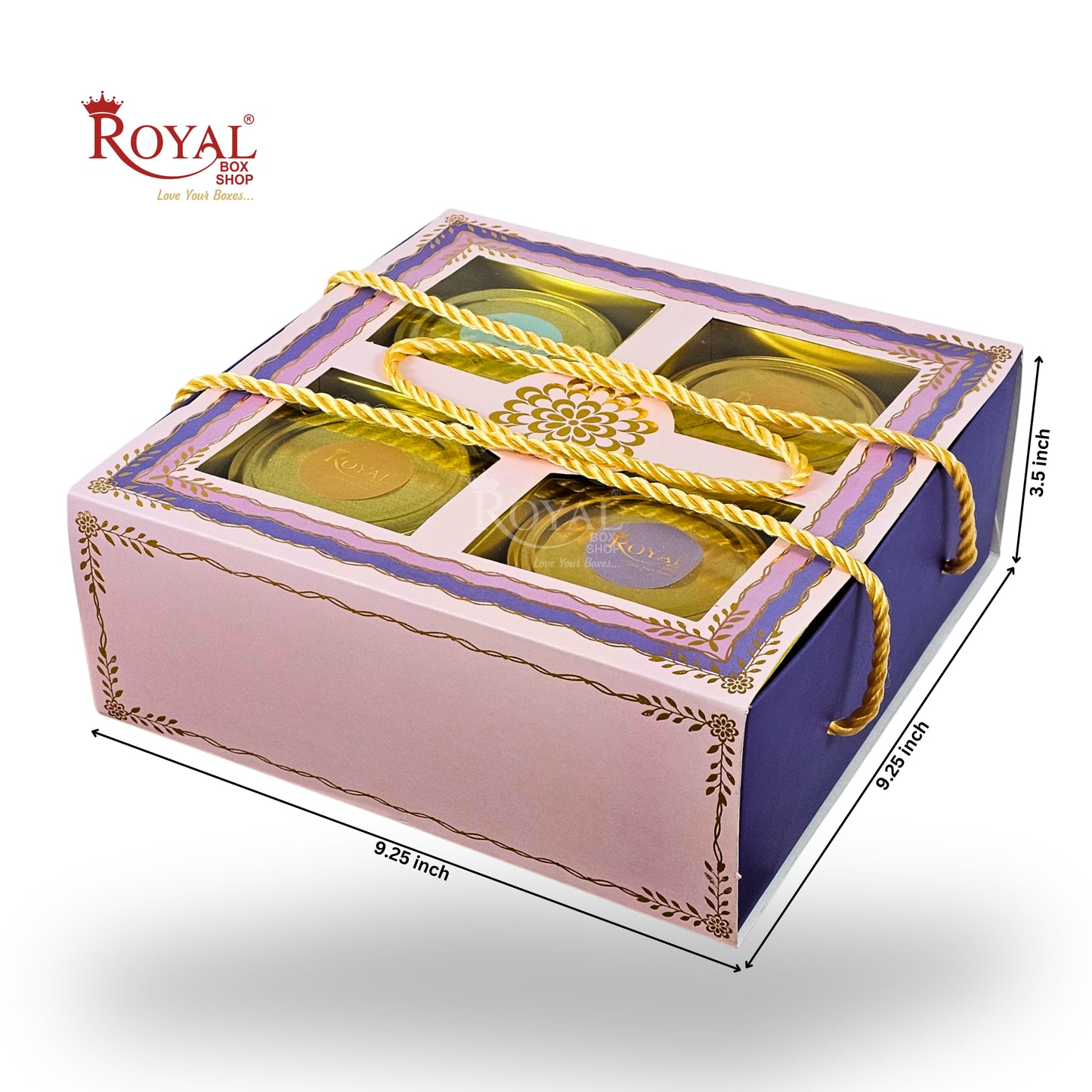 Royal Box Shop® 4 Jar Dry Fruit Gift Box I RBF-44 D1 I Packaging Only