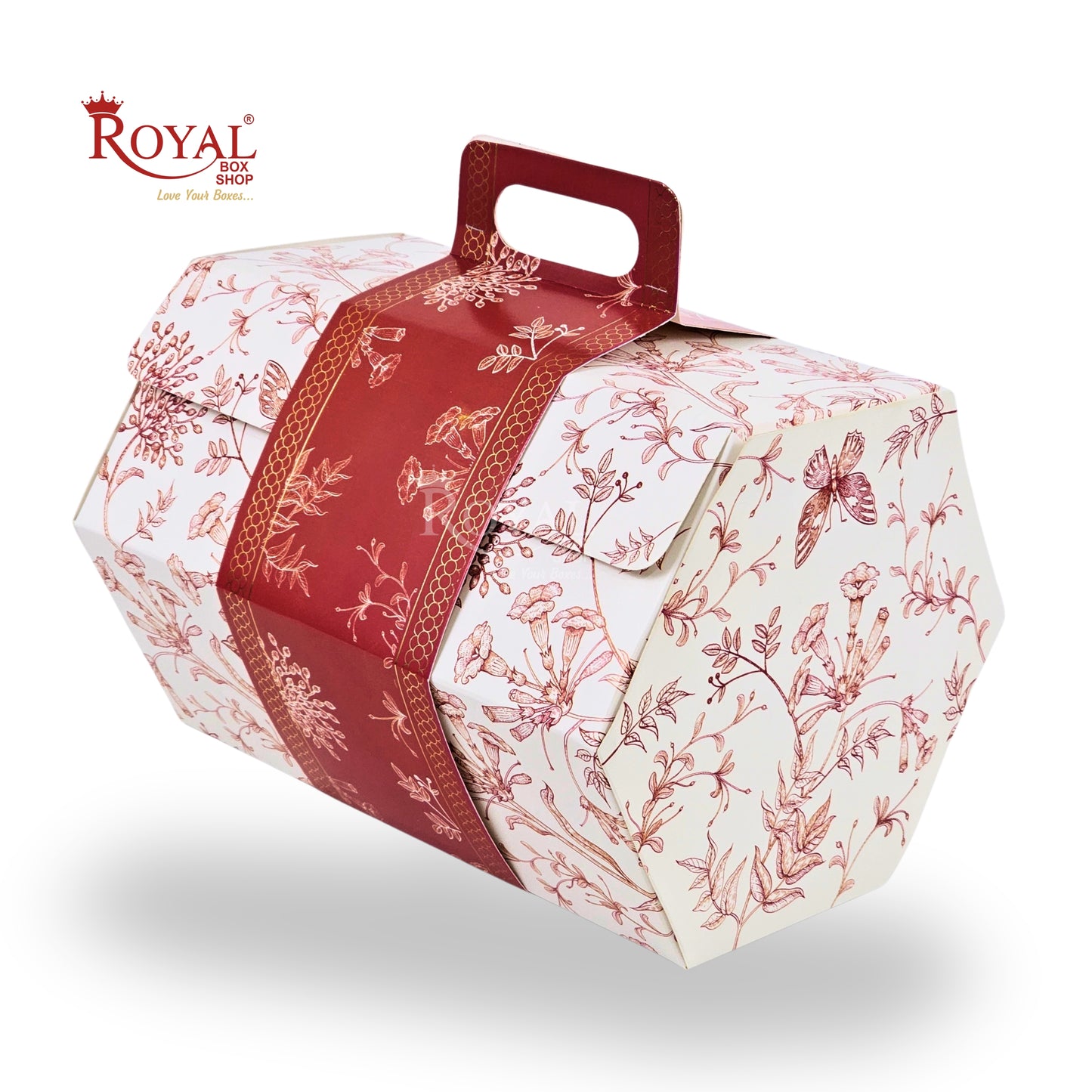 Royal Box Shop® Designer Floral Festive Gift Hamper Box | RBF-45 D1 | Red