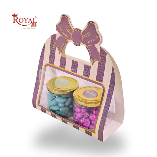 2 Jar Hamper Box With Bow Shape Handle | RBF-47 D1 | 7x4.5x3.25 Inch | Purple