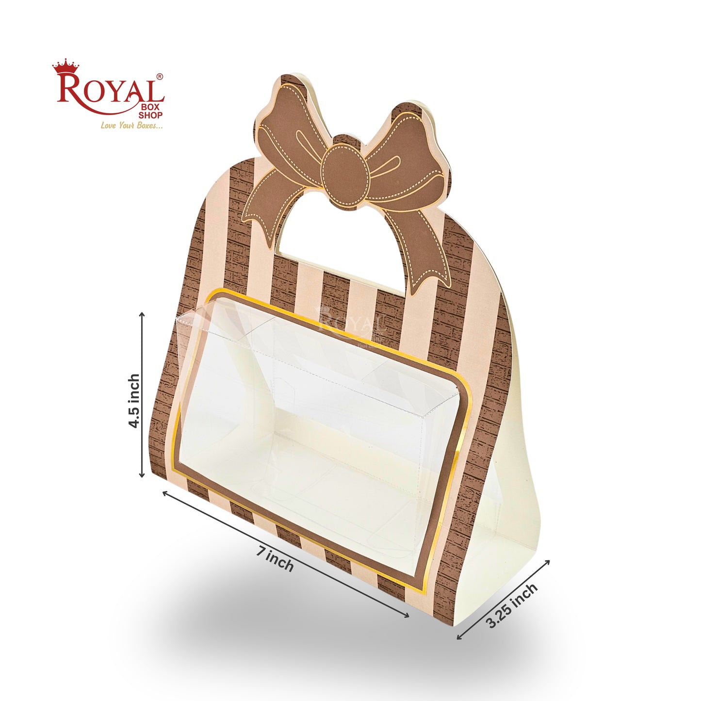 2 Jar Hamper Box With Bow Shape Handle | RBF-47 D3 | 7x4.5x3.25 Inch | Brown
