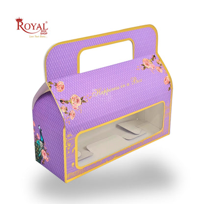 Royal Box Shop® Festive Gift Hamper Box With Handle | RBF-49 D1 | 10.5x4x3.75 Inch | Purple