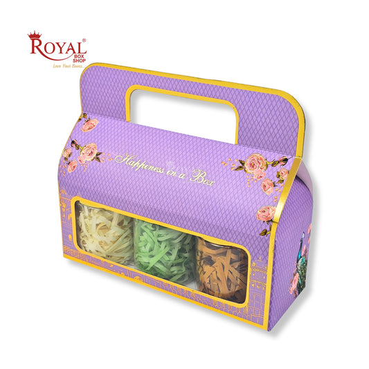 Royal Box Shop® Festive Gift Hamper Box With Handle | RBF-49 D1 | 10.5x4x3.75 Inch | Purple