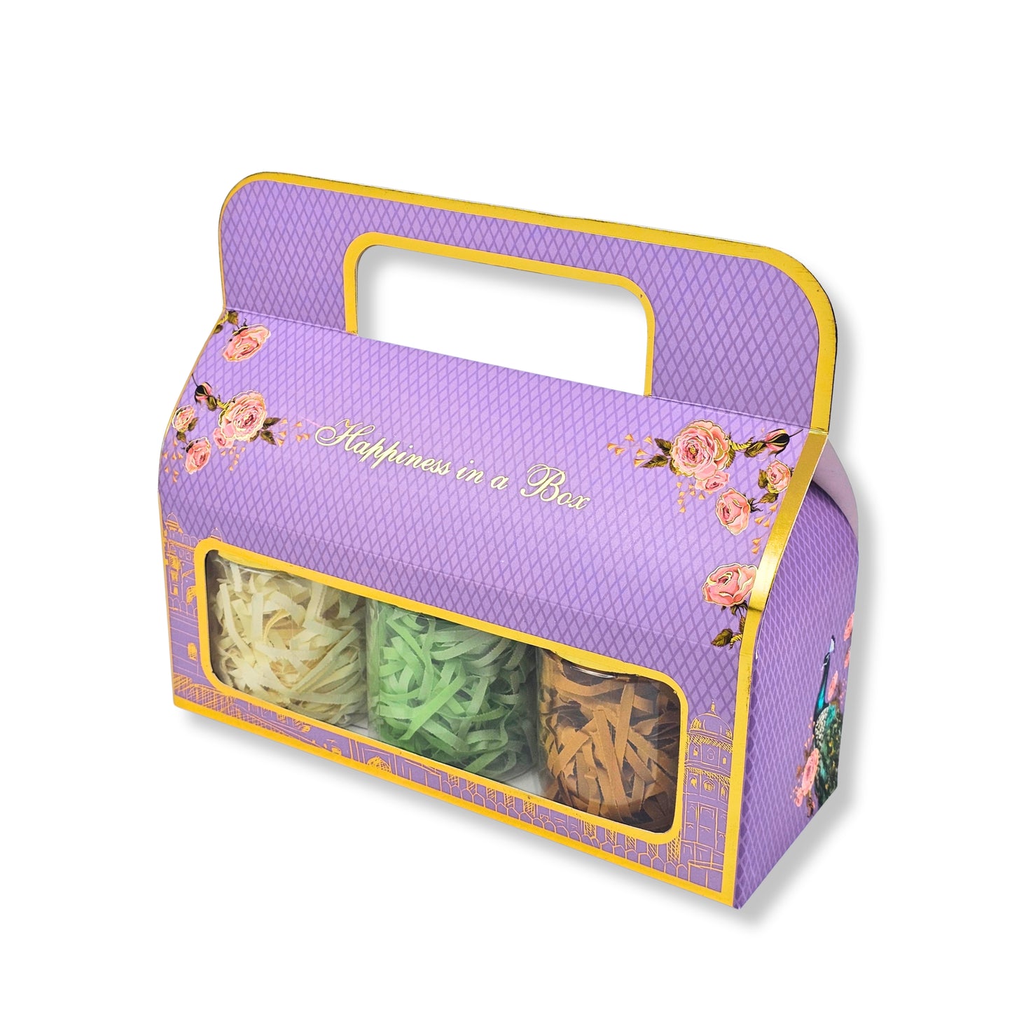 Royal Box Shop® Festive Gift Hamper Box With Handle | RBF-49 D1 | 10.5x4x3.75 Inch | Purple
